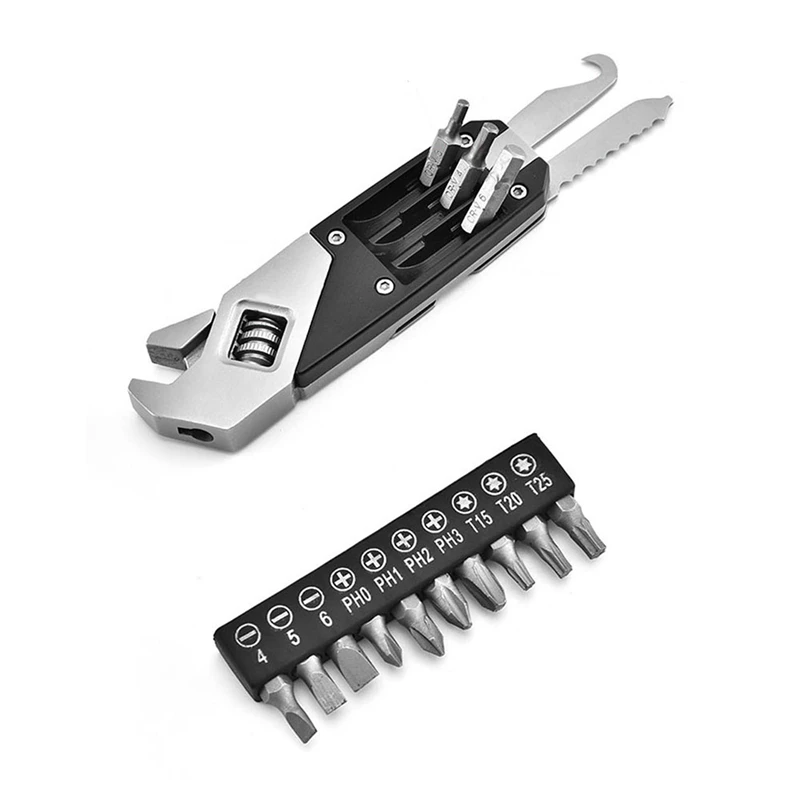 Multifunctional Folding Allen Wrench Stainless Steel Screwdriver Bits Tool 