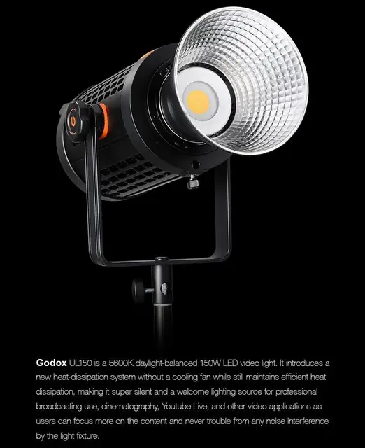Godox-ul150超静音ledビデオライトシステム,ファンレス,新しい熱放散