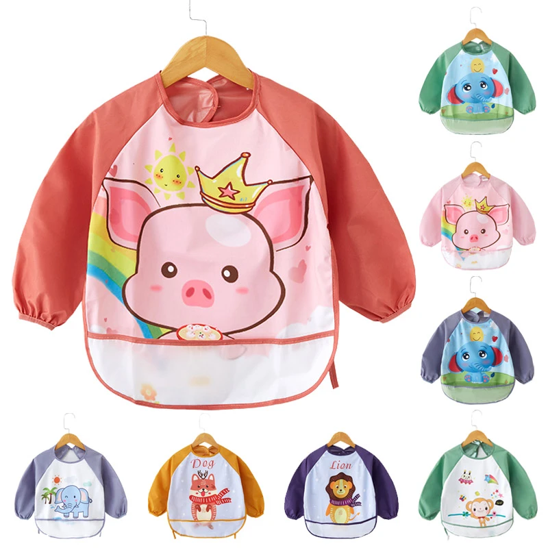 Bavette Ajustable Pour Bebes Tablier D Alimentation Pour Bebes Avec Manches Longues Accessoires Pour Bebes Bavoir D Animaux Mignons Pour Les Tout Petits Aliexpress