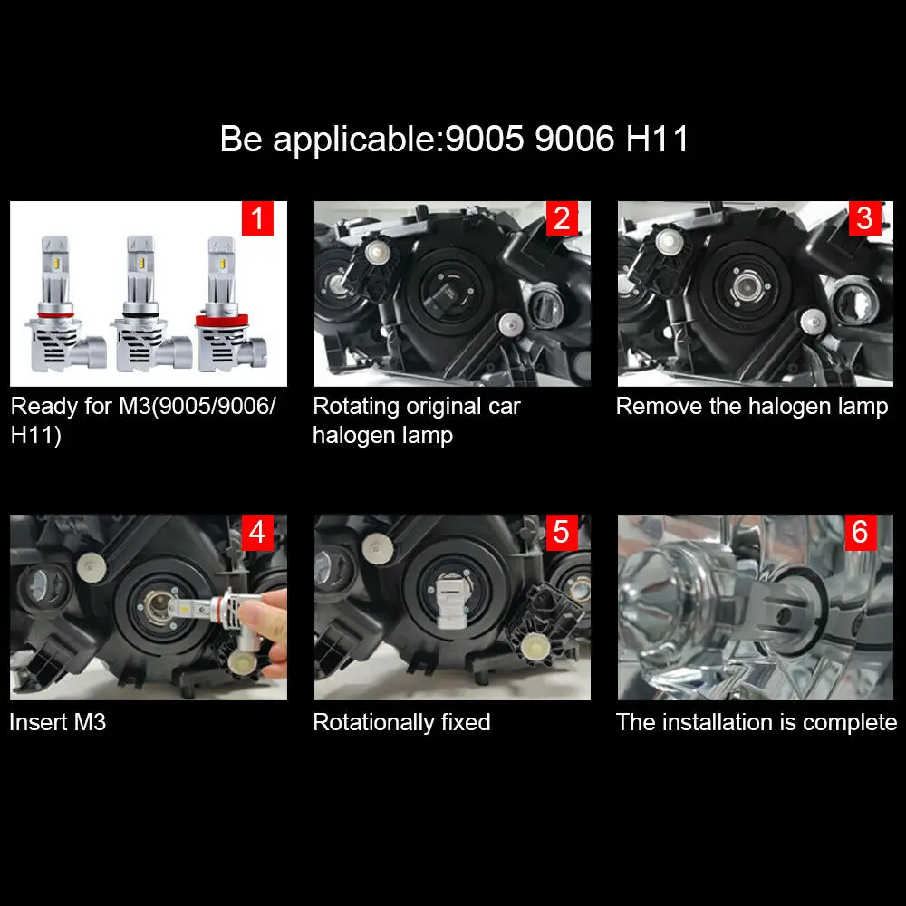 2Pcs/set 9005 LED Headlight Kit 2000W 24000LM 9005/HB3/H10 6500K Car White Fog Lights