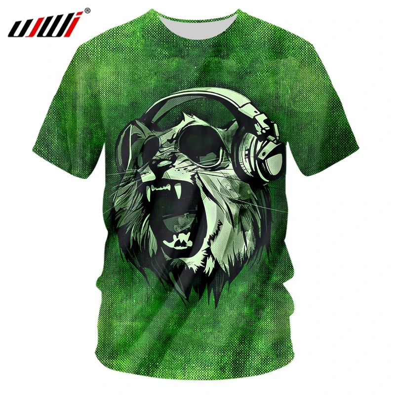 UJWI New 3D Green DJ Cat Music Man O Neck Tshirt Printed Mens Gothic Tee Shirt Hot Sale Unisex T-shirt Recommend UJWI New 3D Green DJ Cat Music Man O Neck Tshirt Printed Mens Gothic Tee Shirt Hot Sale Unisex T-shirt Recommend