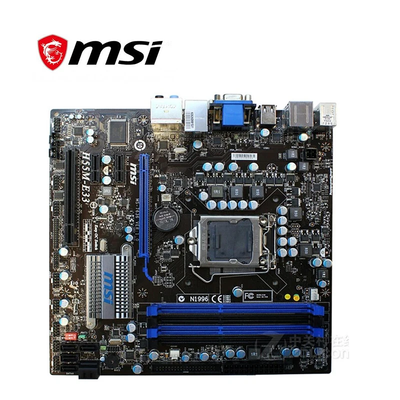 Для MSI H55M E33 материнская плата LGA 1156 DDR3 для Intel H55 настольная SATA II PCI E X16