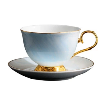 

Marble Phnom Penh Ceramic Coffee Cup and Saucer Set Afternoon Tea Cup Lovers Gifts(Blue)