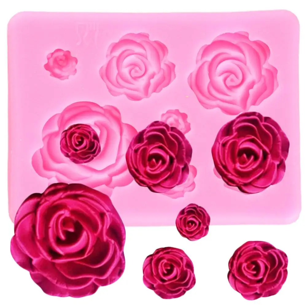1 шт. розы в форме помадки силиконовые формы 3D Свадебные инструменты для украшения торта выпечка кекса из смолы глины конфеты шоколадные формы