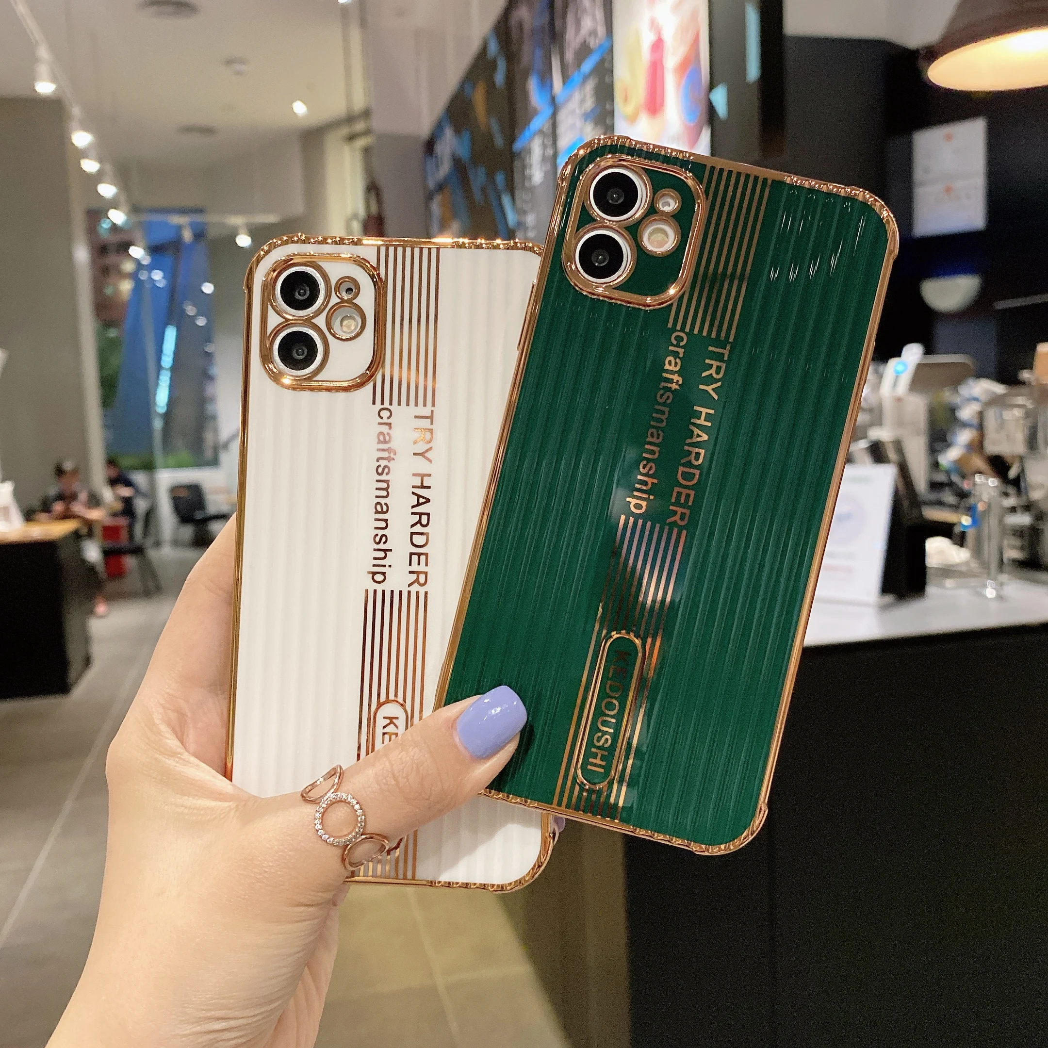 Роскошный Полосатый позолоченный чехол для iPhone 11 Pro Max 7 8 Plus XR XS X силиконовый