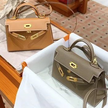 

2020 new trendy mini female bag all-match leather bag portable second-generation Kelly bag shoulder messenger small bag