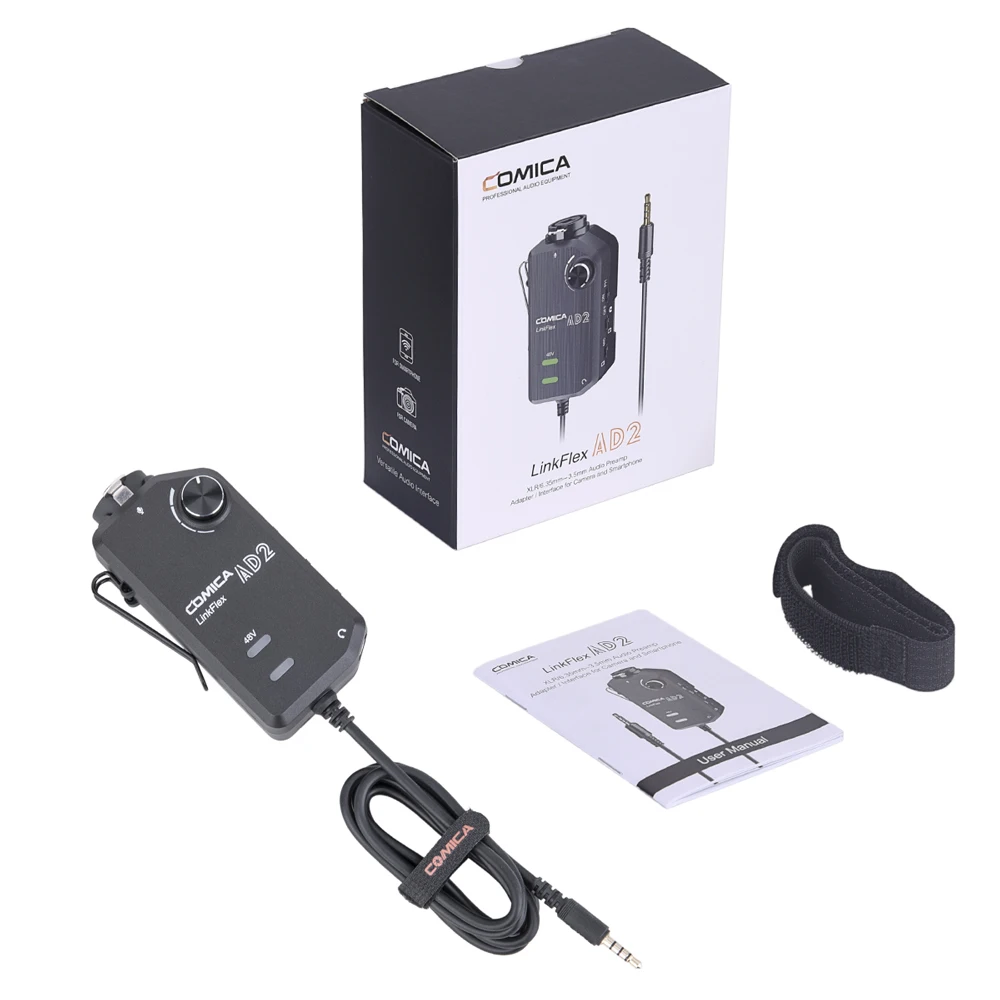 Comica LinkFlex AD2 XLR/6 35 мм 3 5 аудио адаптер предусилителя с фантомным питанием для
