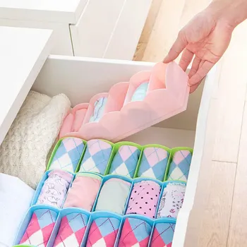 

Five Grids Socks Storage Box Multi-functional Storage Box Drawer Organizing Box Five-Color Selectable Mailooqe