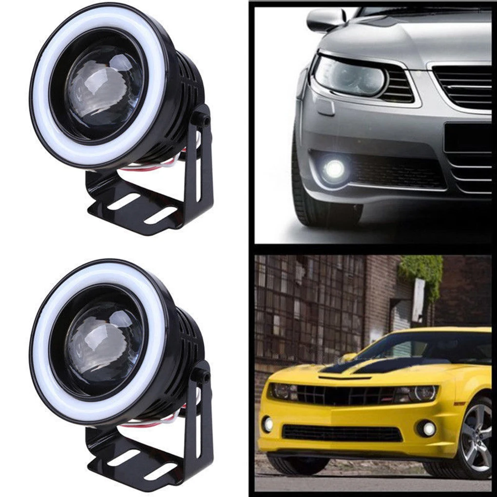 1 пара 3 дюйма белый красный синий свет автомобиля Ангел глаз COB Halo Кольцо led-проектор Противотуманные фары дальнего света