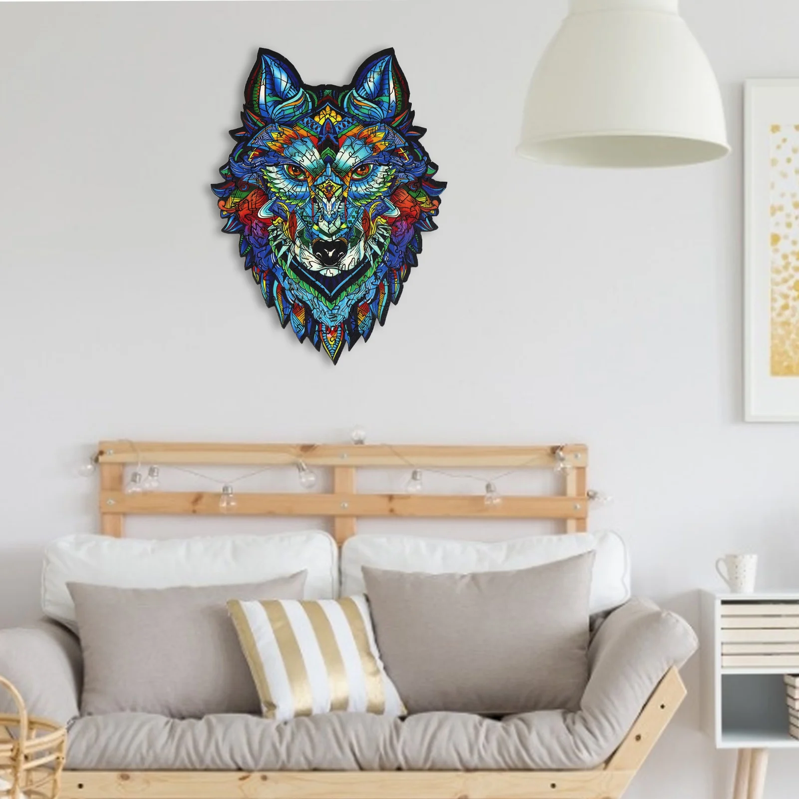 Original quebra-cabeças de madeira misterioso lobo 3d animal enigma fabuloso presente jogos interativos brinquedo para adultos crianças educacionais