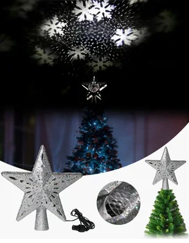 

Christmas Tree Ornament Christmas Tree Top Light Star Shape Adjustable LED Snowstorm Snowman Stripe RGB Laser Projector Lights