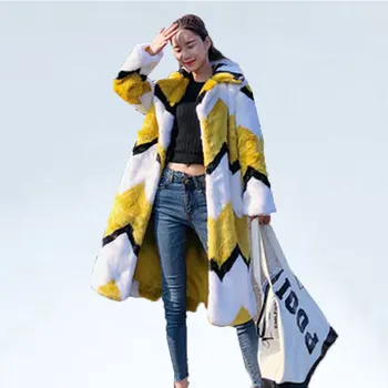 

2019 Winter Faux Fur Coat Women Mink Fur Long Coat warm Fashion High Quality Outerwear Brand Women Parka Winter Fur jacket