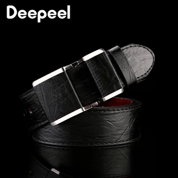 

Deepeel 1pc 3.7cm*115cm Leather Tri-Glide Buckles Designer Belts Men High-quality Faux Leather Belt Youth Jeans Band for Gift