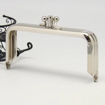 

E282 10.5cm*5cm square three layers fold silver no hole glue purse frame clasp DIY Coin Purse Kiss lock bag accessories 2pcs/lot