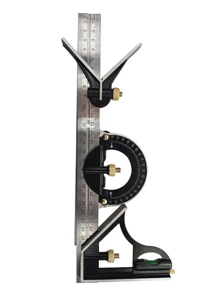 

12 Inch 300mm Stainless Steel Square Ruler Adjustable Sliding Combination Square Ruler Protractor Level Measuring Tool Set