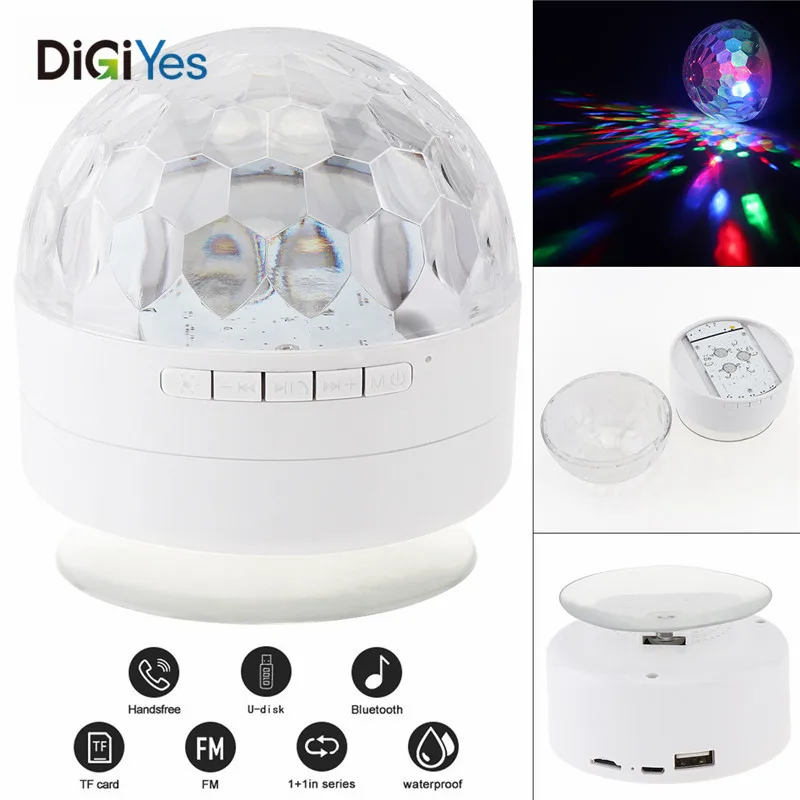 

Mini Bluetooth Speaker Wireless Audio LED Crystal Magic Ball Suction Cup Portable Bright Stage Lights Speaker for IOS/Android