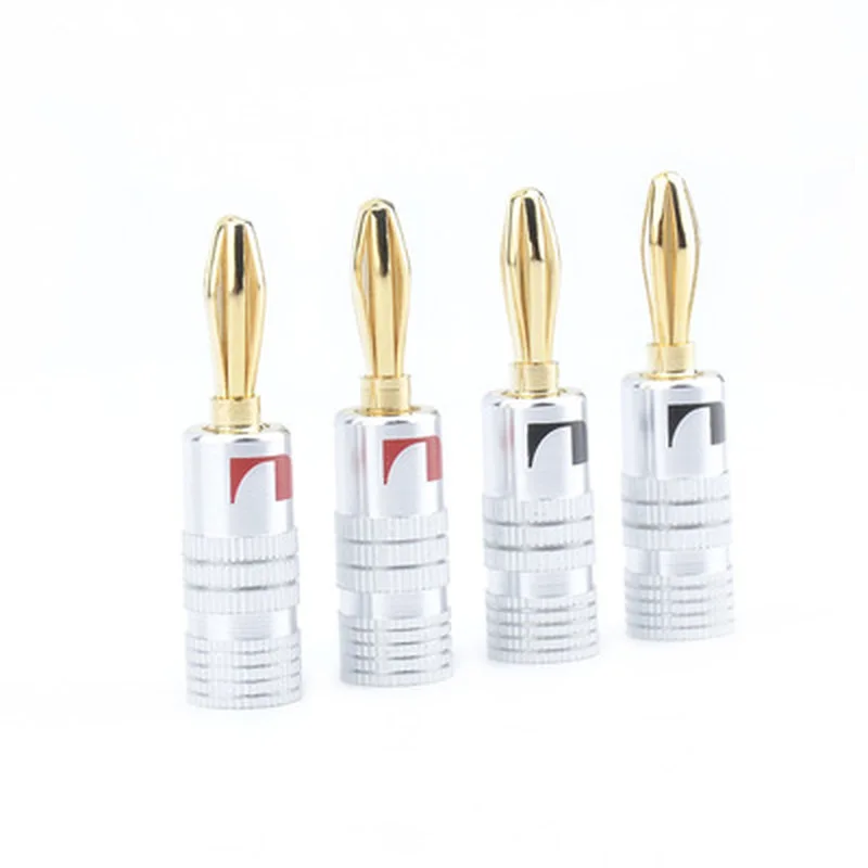 

2pc 4mm Speaker Banana Plug Gold-plated Speaker Cable Speaker Cable Connector Audio Amplifier Connection Terminal Solder-free