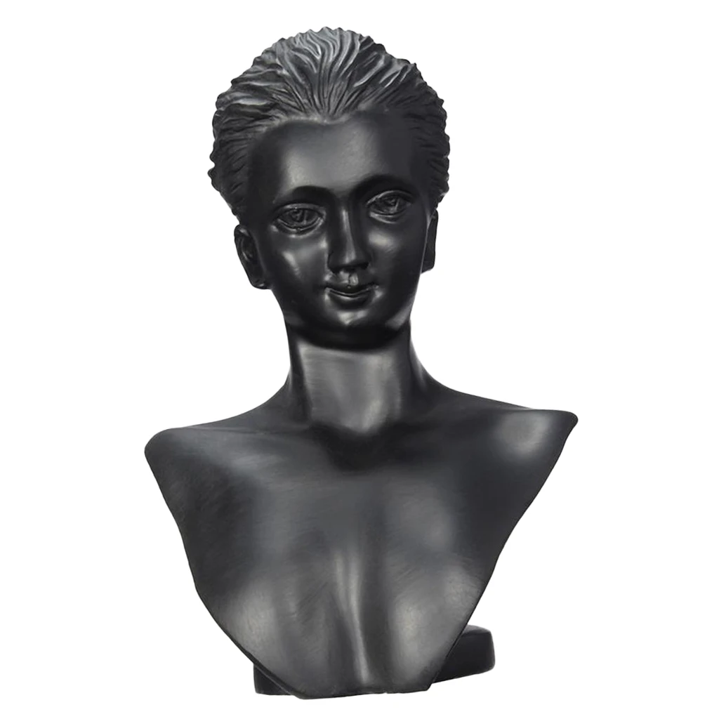 Black Resin 3D Mannequin bUST Lady Figure Display Necklace Earring Jewelry