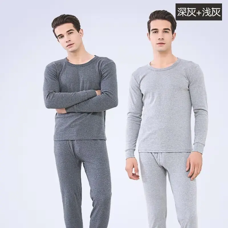 cotton long underwear Winter Thermal Underwear Men Plus Velvet Long Thermal Suit Polyester Comfortable Warm 4 Set Thermal Underwear long johns for men