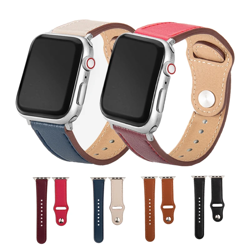 Samrt Watch Band for Apple Watch Band Series 6 SE 5 4 3 2 1 Leather Strap 44mm 38mm 42mm 40mm