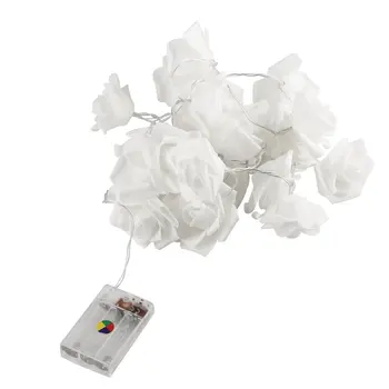 

2. 20LEDs White Rose Flower LED String Lights Colorful for Wedding Christmas Decoration String Fairy Light Battery Operated