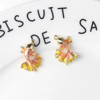 

10pcs/pack Metal Retro Style Goldfish Drip Oil Alloy Pendant DIY Necklace Earring Pendant Material Enamel Pendant Wholesale