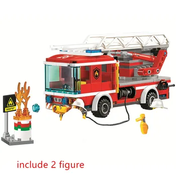 

City Fire Ladder Truck Building Blocks Sets Kits Bricks Kids Classic Model Toy For Children Gift Marvel