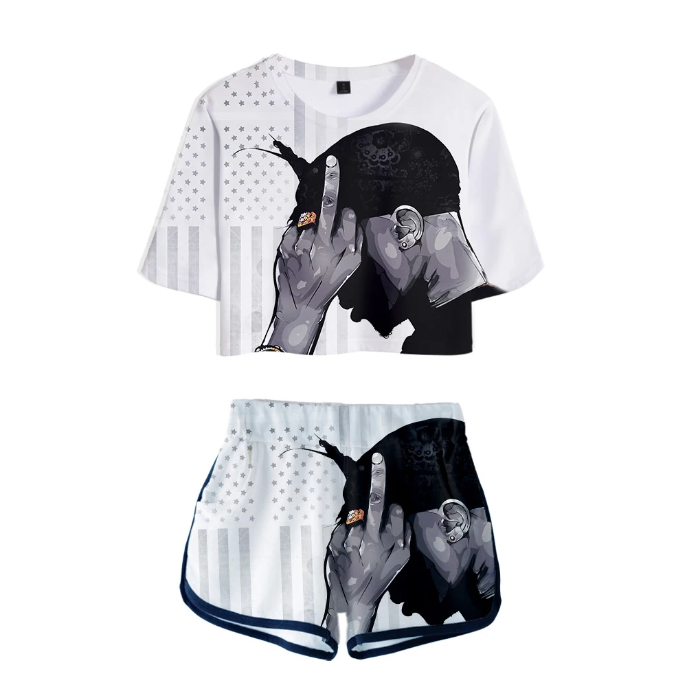 2019 Новый Прямая поставка 2pac 3D летние Двойка комплекты Для женщин модная одежда
