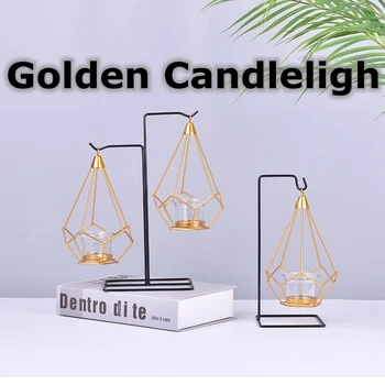 

Candle Holder Creative Nordic Style Delicate Multi-function Elegance Beautiful Home Decoration Ornaments Golden Glass Candleligh