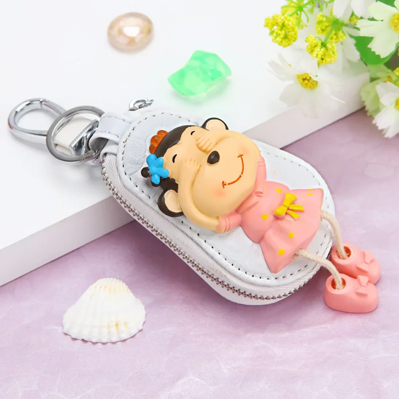 Style41 Милый мультяшный брелок Hello Kitty, модный кожаный кошелек на молнии, брелок для женщин и девочек, брелок для ключей, автомобильный Шарм, ювелирное изделие, подарок - Цвет: Style41