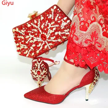 

doershow Italian Matching Shoes and Bag Set African Wedding Shoe and Bag set Italy Shoe and Handbag Summer Set Women SYT1-14
