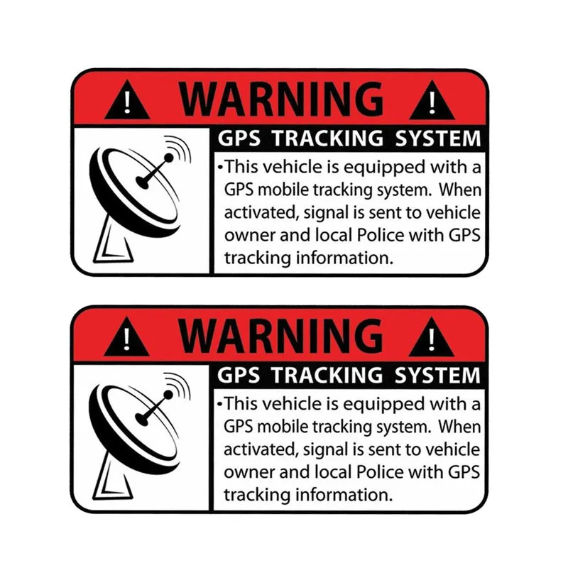 

2X 5cm X 10cm Personality WARNING GPS TRACKING SYSTEM Reflective Decal Vinyl Scratches Waterproof PVC