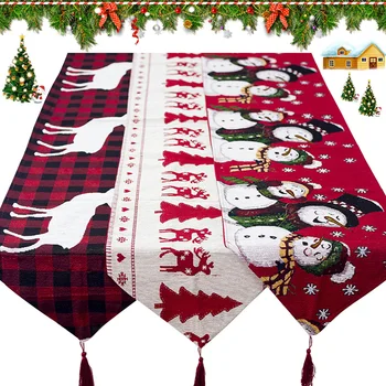 

Linen Tree Elk Snowman Table Flag Merry Christmas Decor Home Xmas Gift Ornaments New Year's Decoration Festival Party Supplies