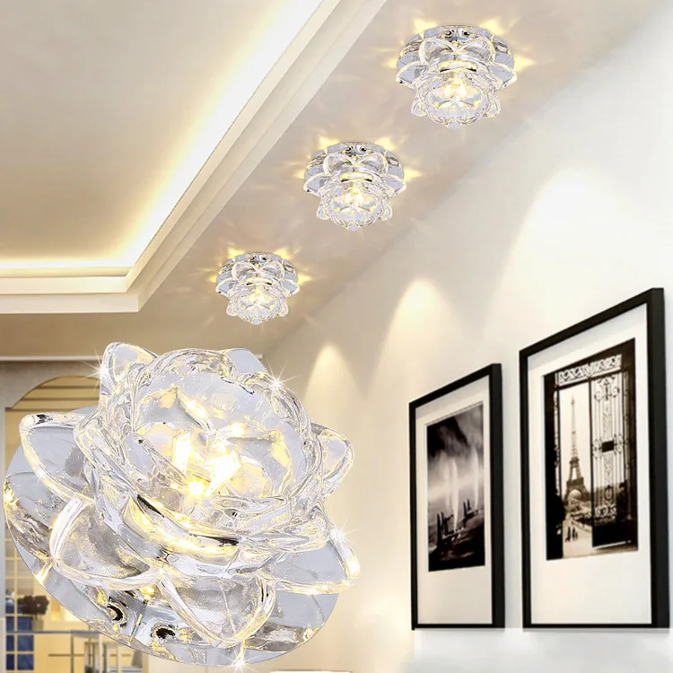 

Factory Direct Selling LED Aisle Light Corridor Lights Foyer Entrance Lights Lotus Crystal Ceiling Spotlight Simple Downlight