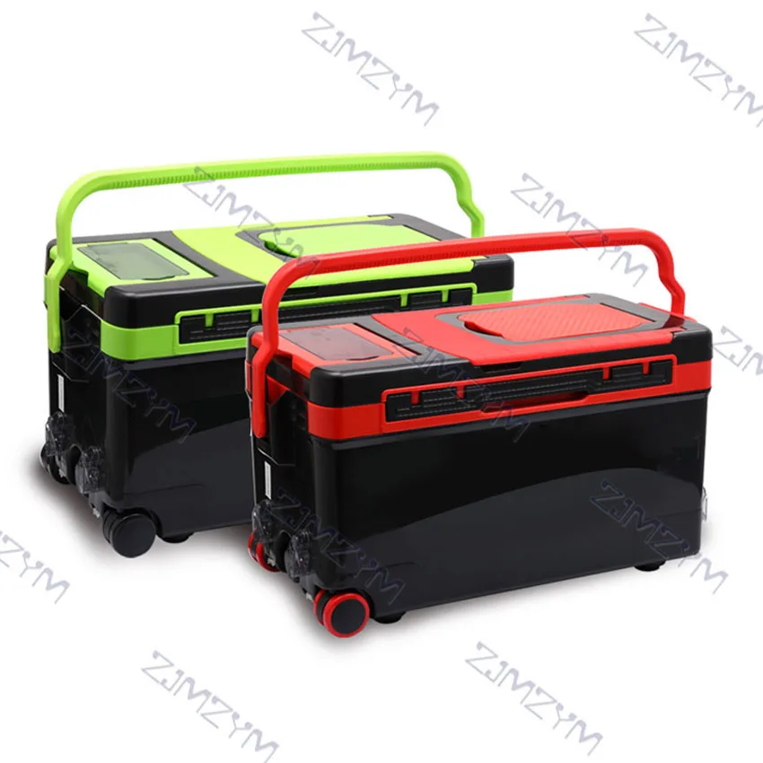 US $133.09 40L New FourLeg Lifting Hard Fishing Box Multifunctional Luxury Fishing Box Fishing Container With Cushion And Bracket Full Set