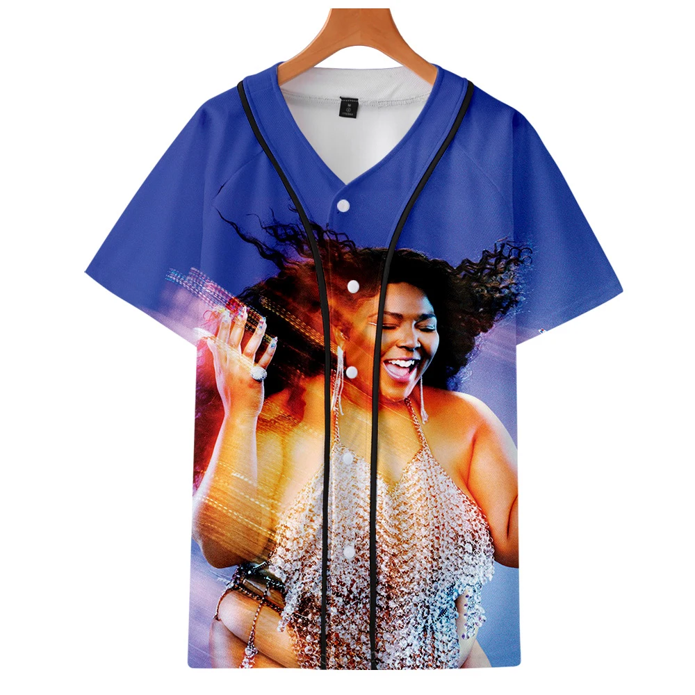 LIZZO летние бейсбольные рубашки с 3D принтом модная повседневная одежда с коротким рукавом, популярная одежда для косплея