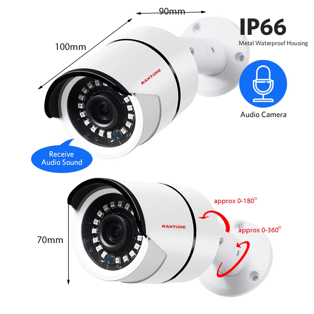 KANTURE H.265 супер HD 5MP сетевая POE ip-камера IP66, наружная Водонепроницаемая Onvif камера видеонаблюдения для NVR