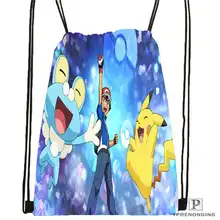 Изготовленный на заказ мультфильм-Покемон-симпатичный рюкзак со шнурком сумка милый рюкзак дети ранец(черная спина) 31x40 см#180611-01-24