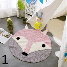 Cartoon Animals Bear Foxes Rabbit Round Carpet Knitted Woolen Blankets For Livingroom Home Carpet Kids Baby Crawling Play Mat