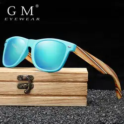 GM деревянные солнцезащитные очки ручной работы ПК Рамка с деревянными дужками поляризованные зеркальные модные очки спортивные очки в