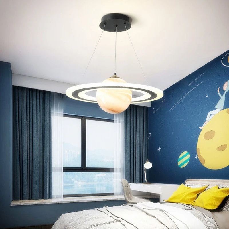 Planet spaceman Pendant Lights Children Bedroom Glass Led hanging Lamp Decorative Interior Kitchen Island Dining Indoor Fixtures | Лампы и