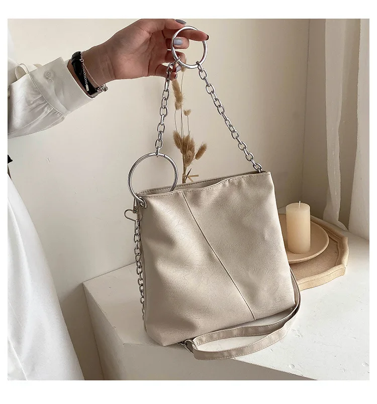 

WOMEN'S Bag 2019 Super Fire Toth WOMEN'S Bag Bag Winter New Style Fashion Circular Ring Chain Textured Large Capacity Bag Leisur