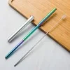 IRONX Экологичные многоразовые телескопические соломинки из нержавеющей стали с 1 щеткой и металлическим корпусом - Цвет: 5