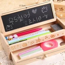 Креативный милый чехол для карандашей, многофункциональный деревянный DIY маленький ящик для доски, ящик для канцелярских принадлежностей, деревянная коробка для хранения для студентов