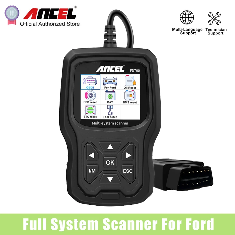 Professional OBD2 Scanner DPF EPB BMS Oil Reset Multilingual OBD2 Auto Scan Tool Free Update OBDII Diagnosis Tool ANCEL FD700 motorcycle obd diagnostic tool