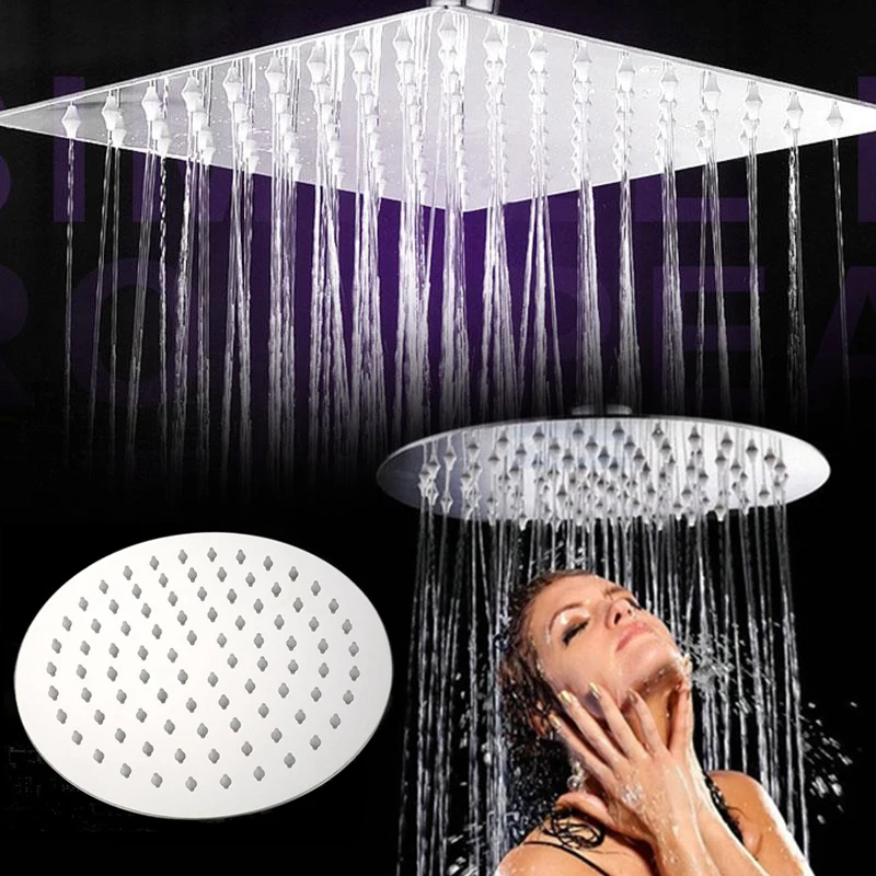 

Round Square Stainless Steel Shower Head Spray Bathroom Bath Supply Accessories