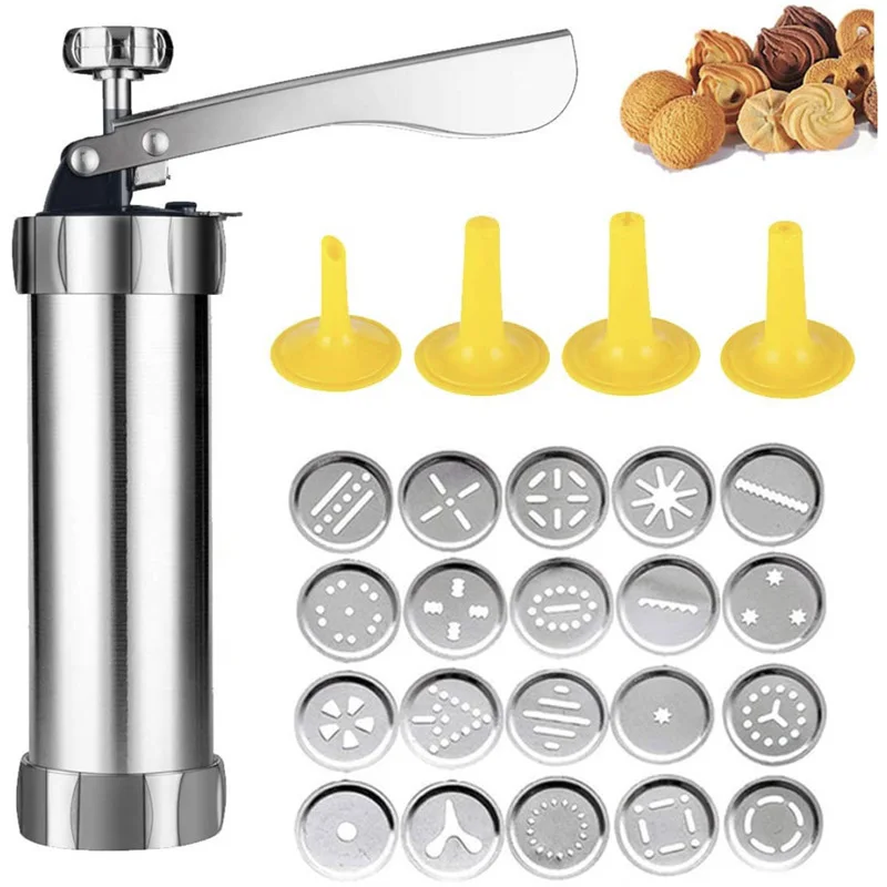 Jogo da imprensa do biscoito máquina do biscoito do biscoito que faz ferramentas de decoração do bolo 24 em 1 com 4 bicos 20 bico de gelo biscoito fabricante