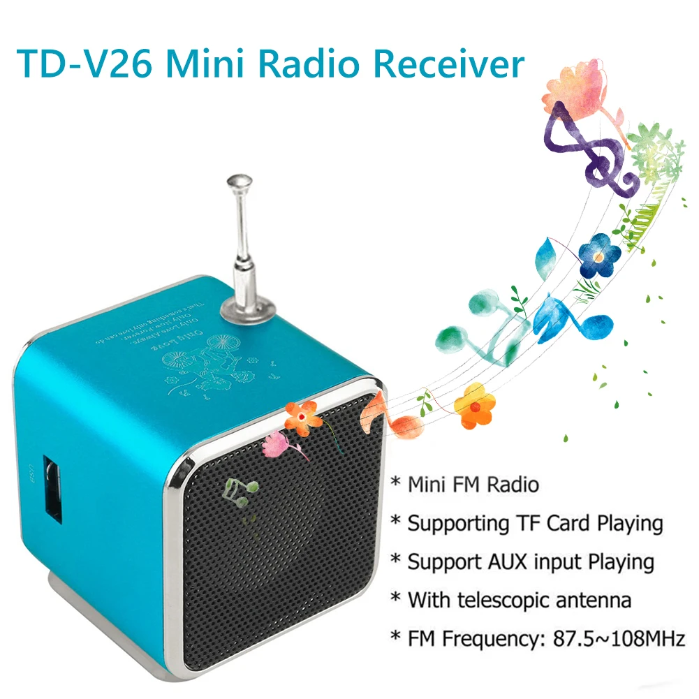 Mini Digital FM Radio Speaker SD Card with Rechargeable Battery