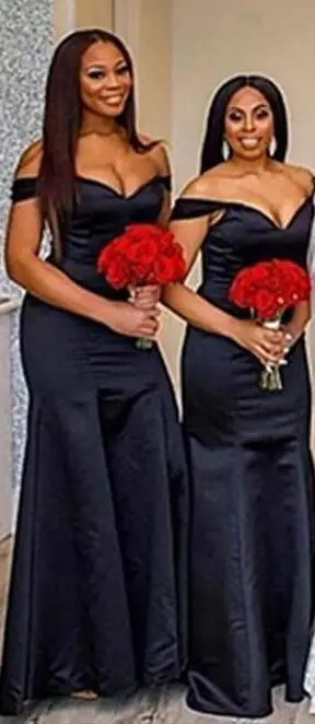 Navy Blue Женские платья подружки невесты с открытыми плечами Дешевое длинное свадебное платье Robe demoiseur D'honneur - Цвет: Navy Blue