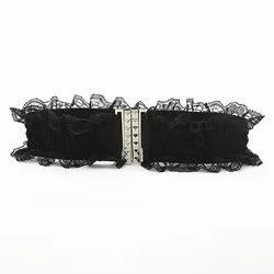Fashion Lace Metal Buckle Waist Corset Belt For Women Wide Elastic Stretch Waist Strap Ladies Dress Waistband Clothes Accessory